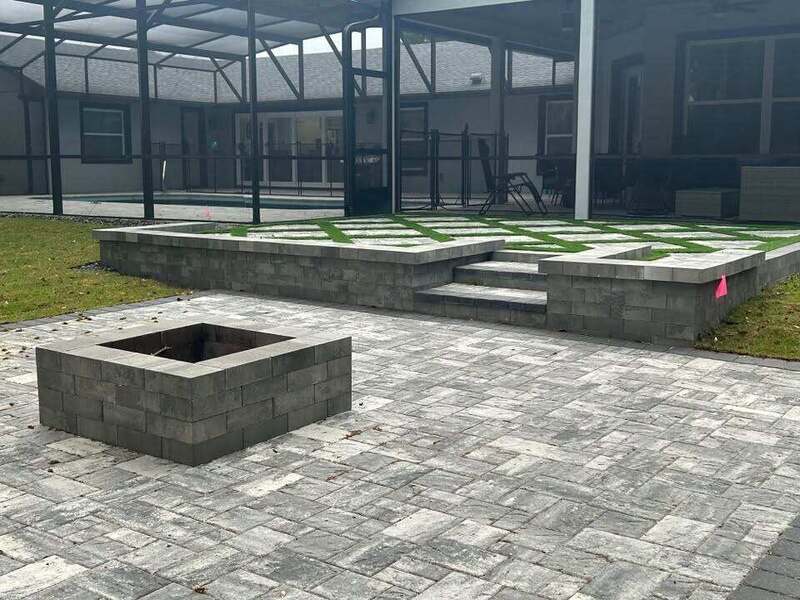 Fire pit, steps and retaining wall hardscape project